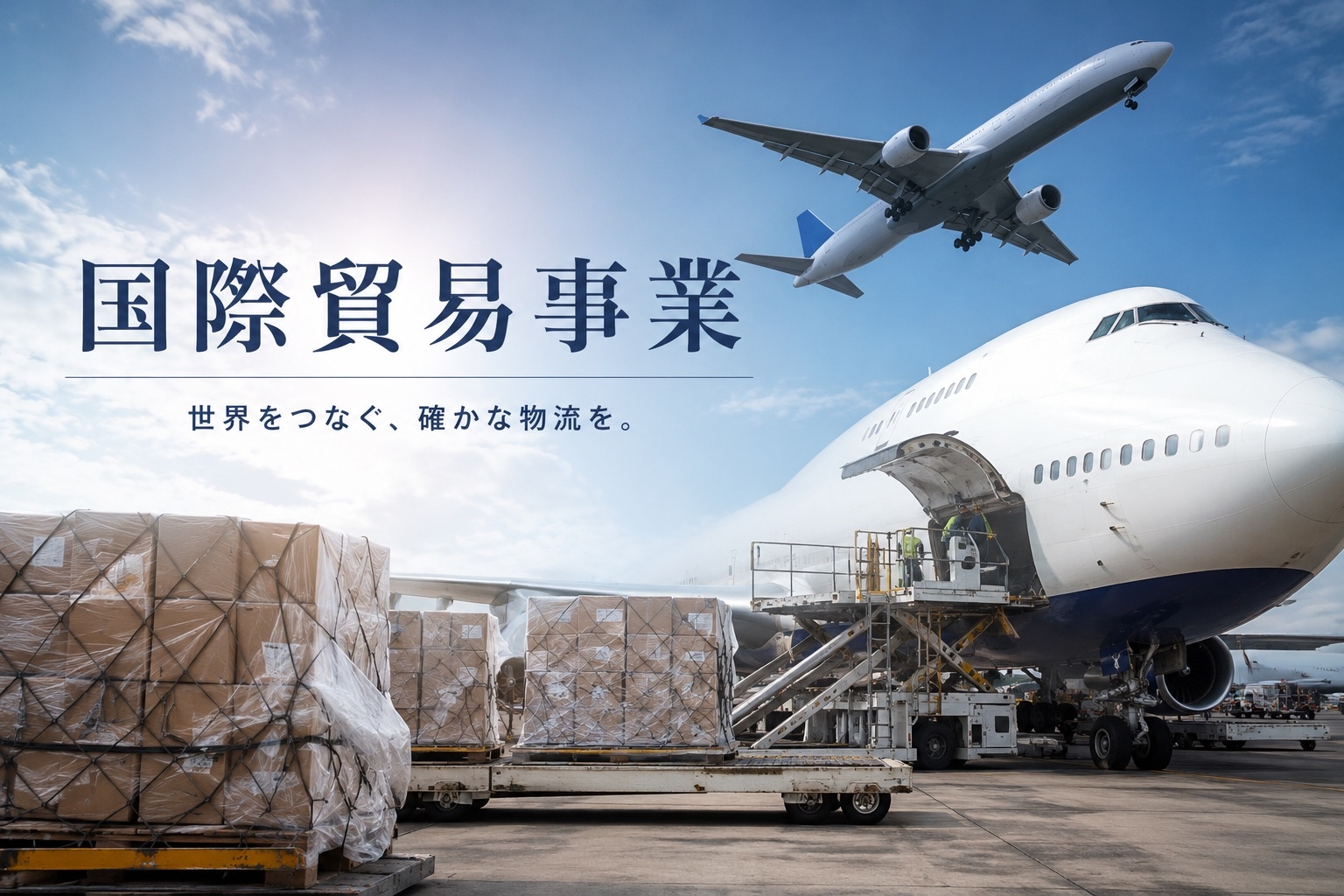 国際貿易事業の航空物流イメージ